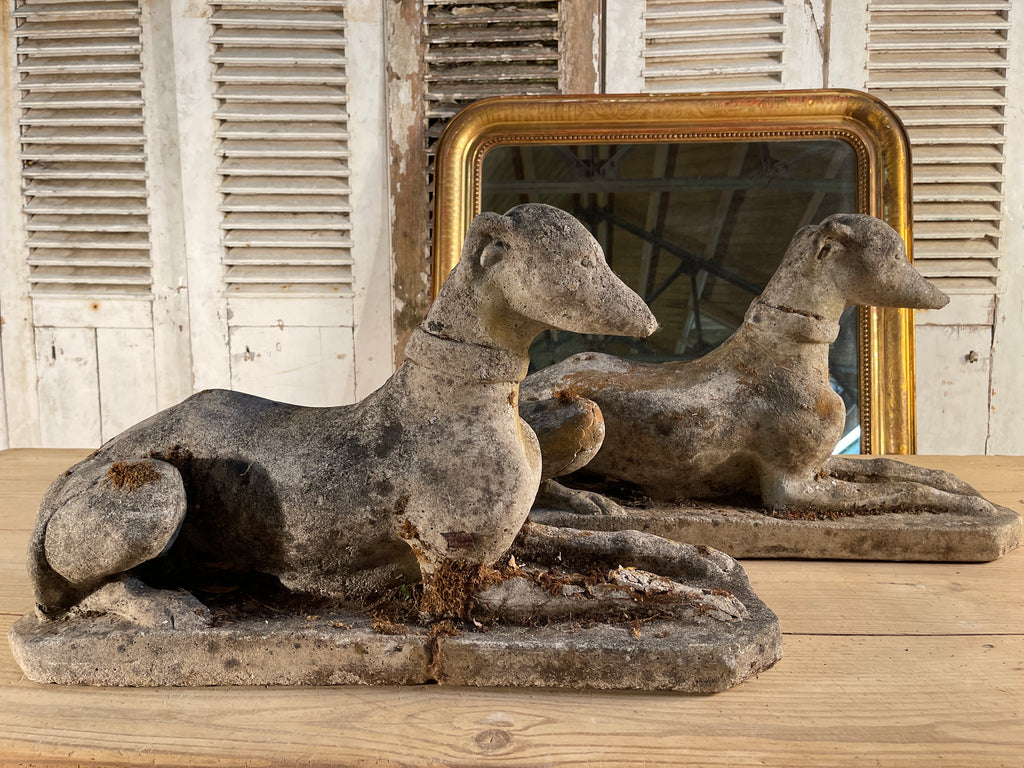 antique regency coade stone greyhound garden dogs