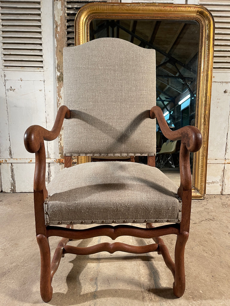 antique french bleached oak os de mouton armchair