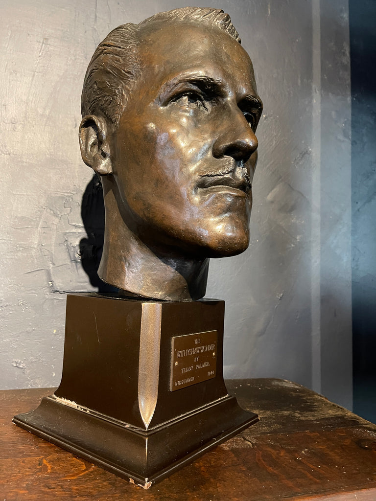 antique bronze head of footballer the withyshaw wonder