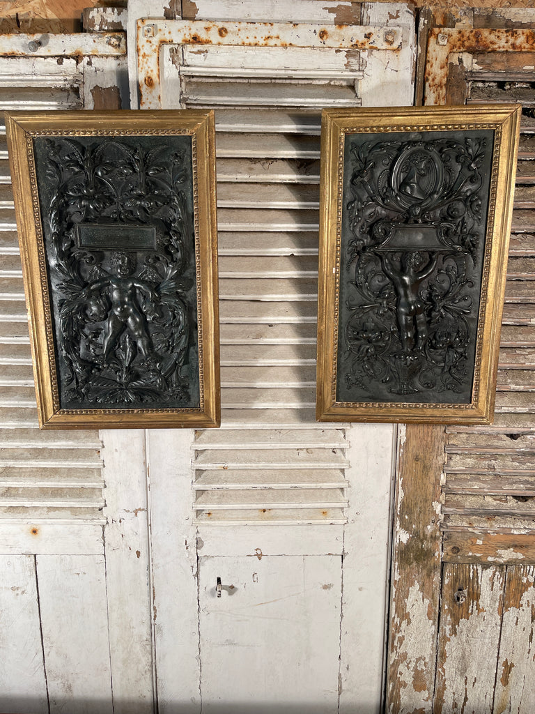antique 16th century renaissance copper repoussé hanging wall panels