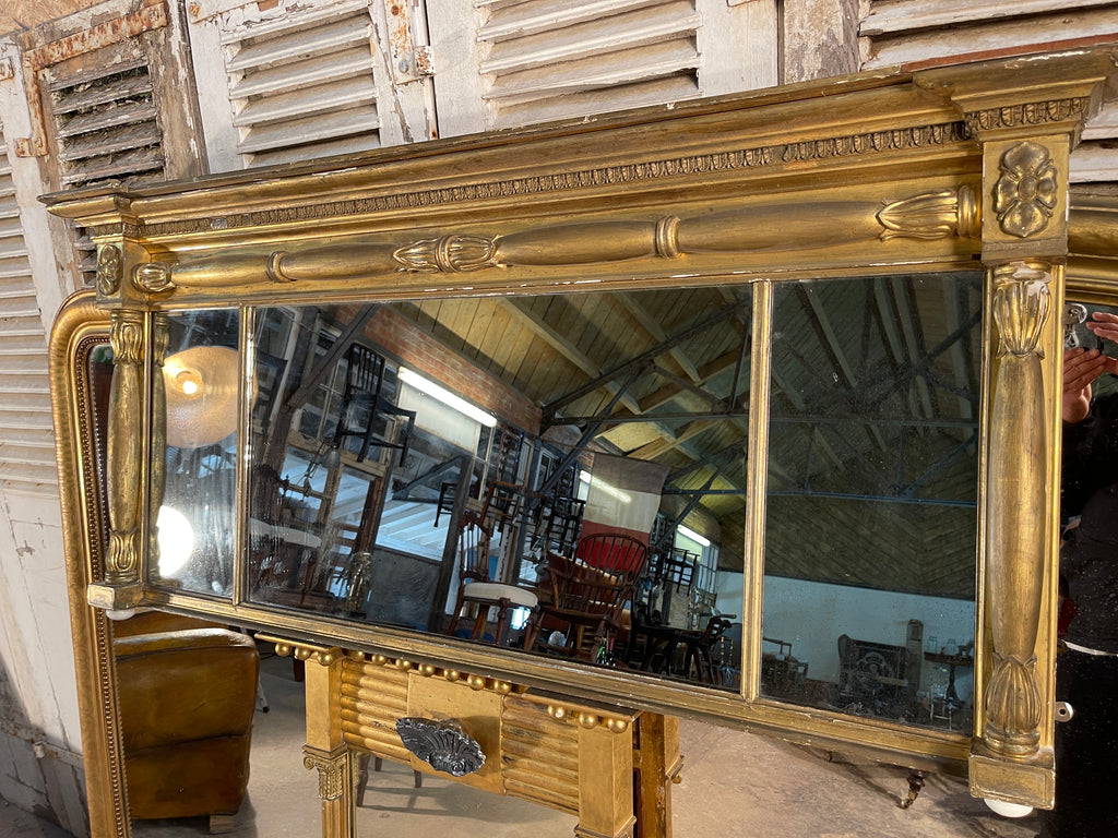 antique gilt gesso georgian triptych mirror original mercury plate