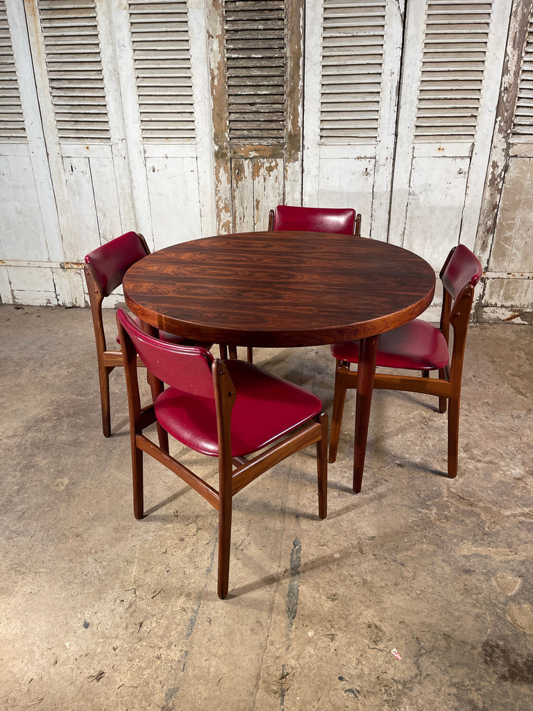 rare set of original midcentury erik buch model 49 chairs with matching circular rosewood dining table circa 1949