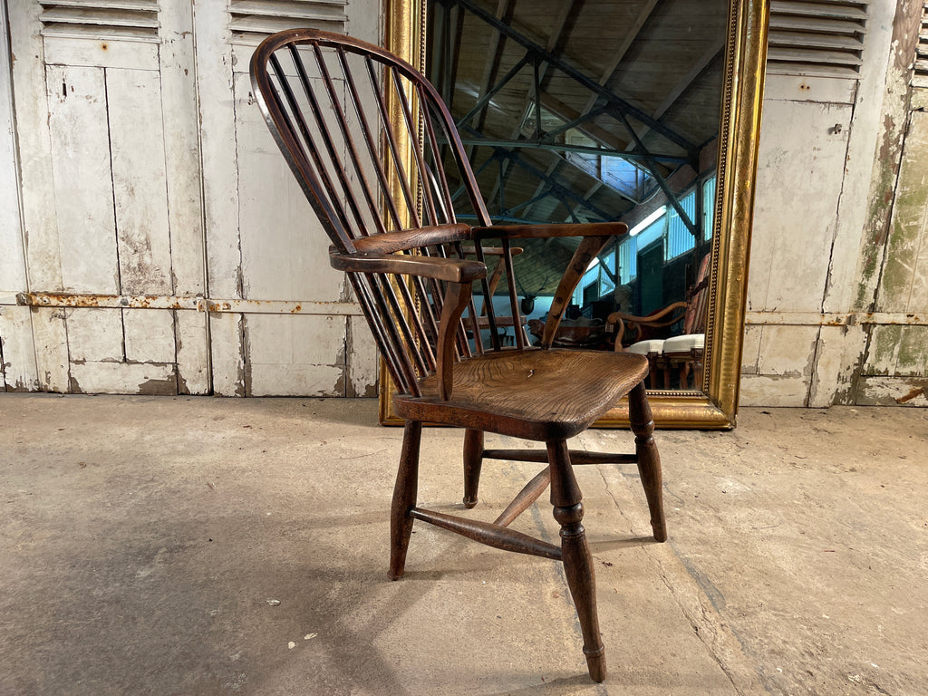 antique early georgian elm stick back provincial  windsor fireside chair circa 1760