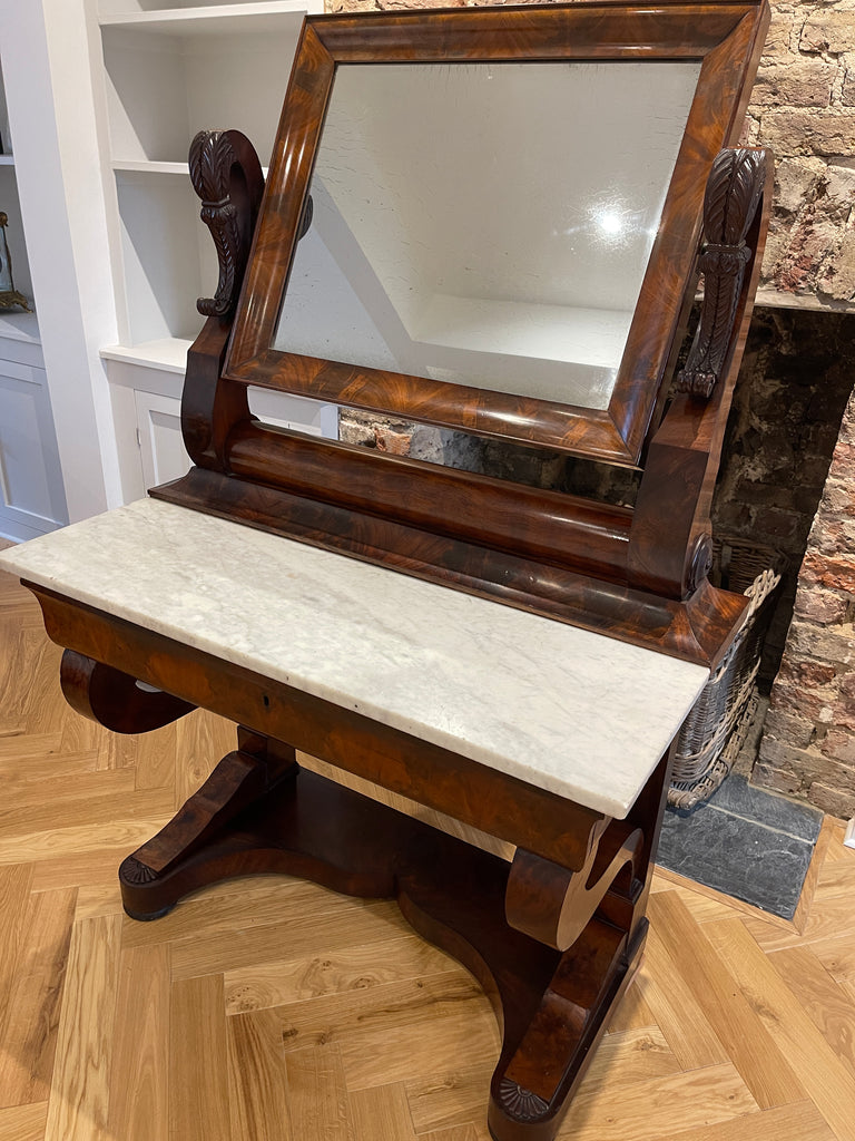 maple & co french empire style flame mahogany & marble console mirror