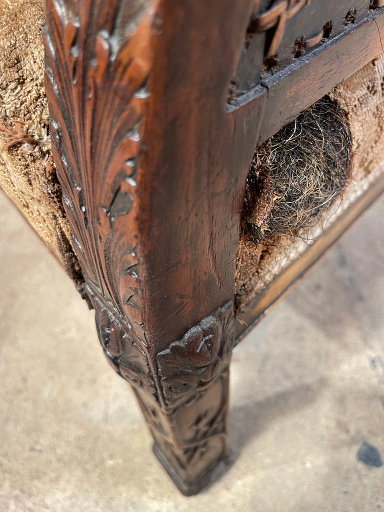 antique cane carved chippendale bergere armchair circa 1870