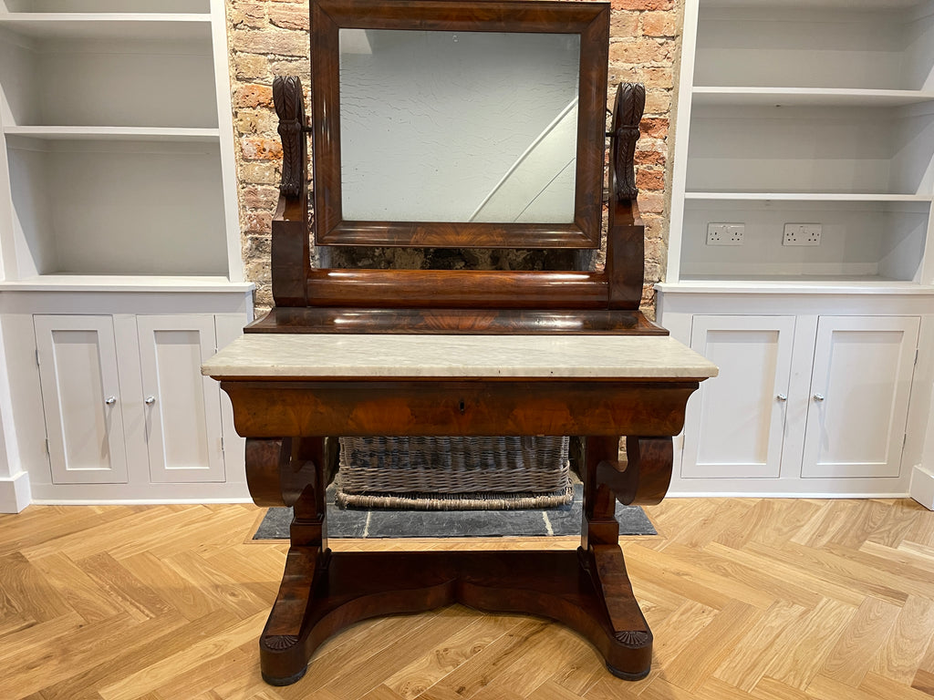 maple & co french empire style flame mahogany & marble console mirror