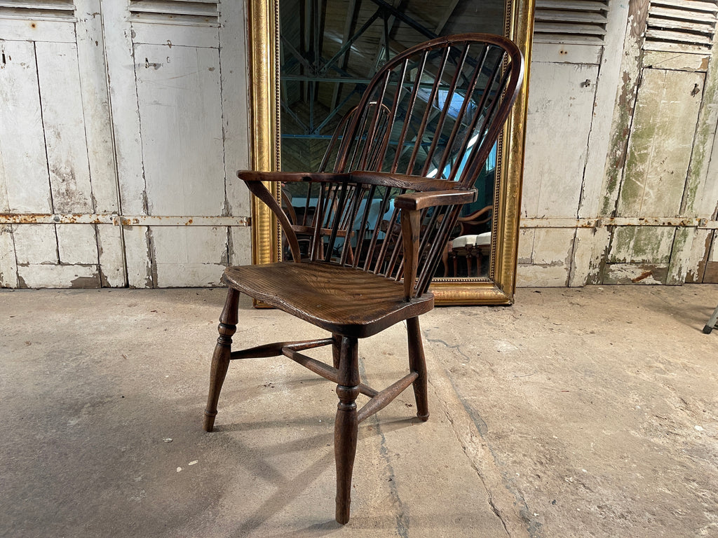 antique early georgian elm stick back provincial  windsor fireside chair circa 1760