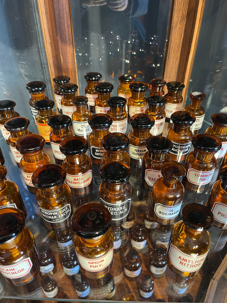 vintage chemists apothecary glass bottles