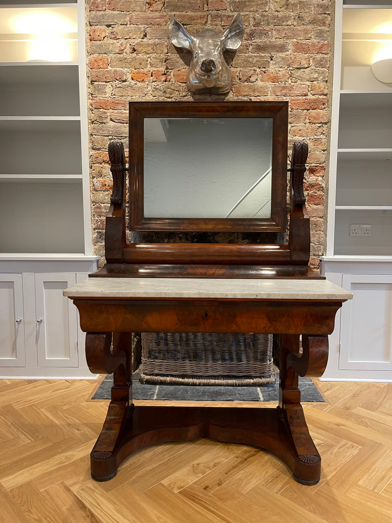 maple & co french empire style flame mahogany & marble console mirror
