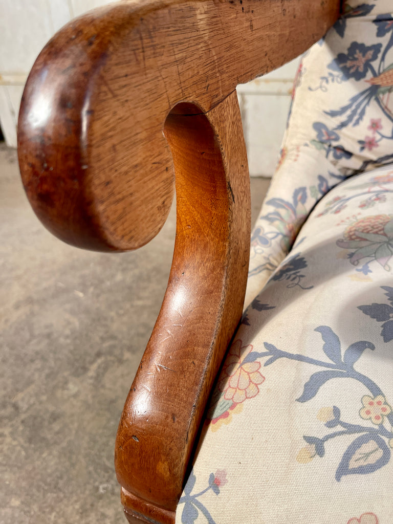 antique country house mahogany armchair with vintage zoffany fabric circa 1840