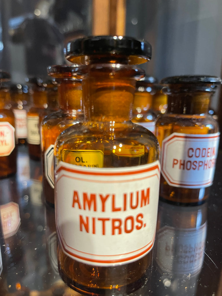 vintage chemists apothecary glass bottles