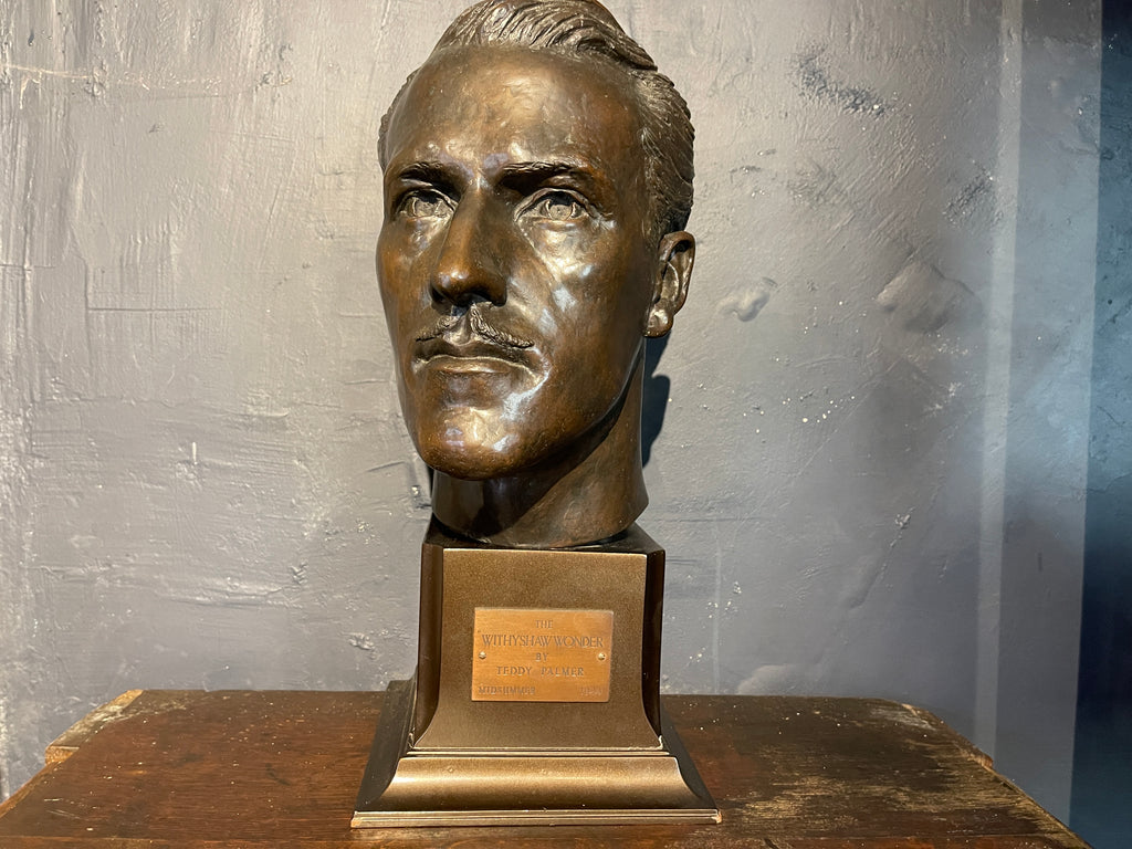 antique bronze head of footballer the withyshaw wonder