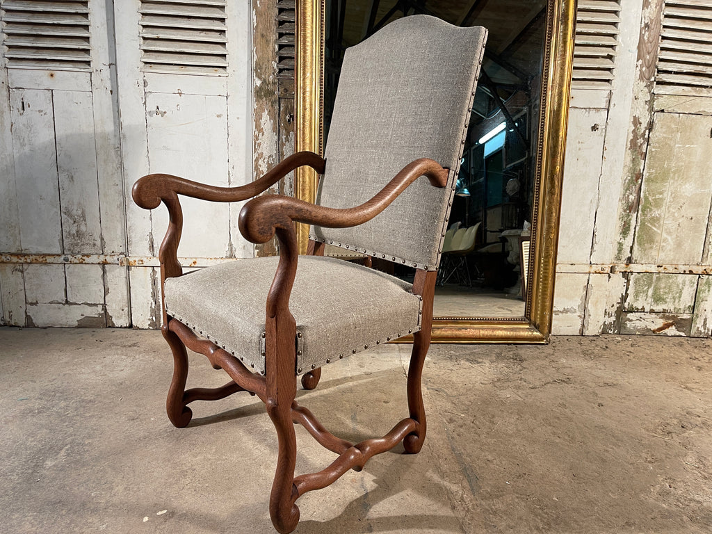 antique french bleached oak os de mouton armchair
