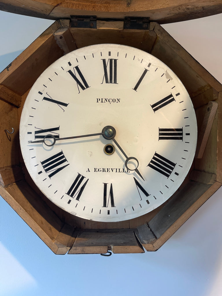 antique french glass faced station clock