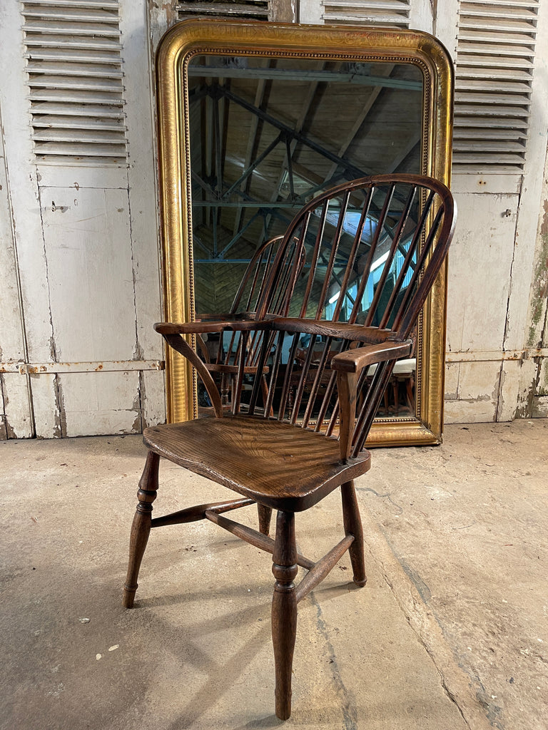 antique early georgian elm stick back provincial  windsor fireside chair circa 1760