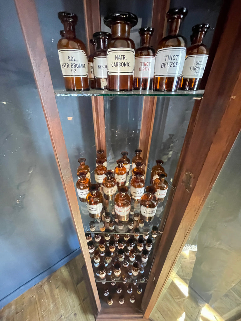 vintage chemists apothecary glass bottles