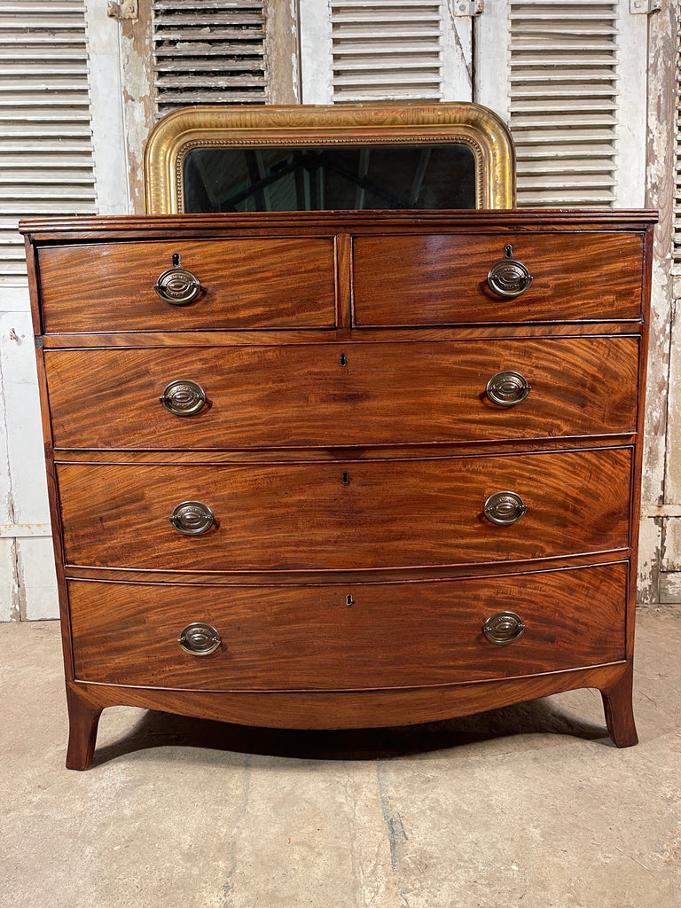 an exceptional regency flame mahogany bow front chest of drawers circa 1830