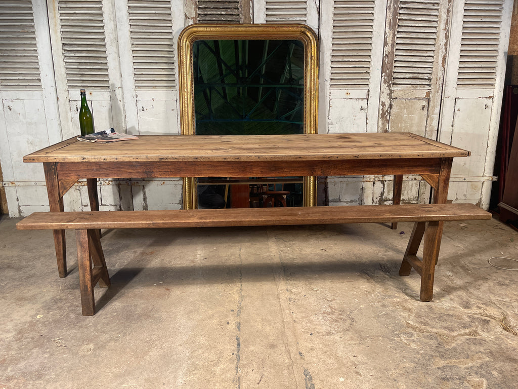 antique french provincial farmhouse elm refectory kitchen dining table circa 1820