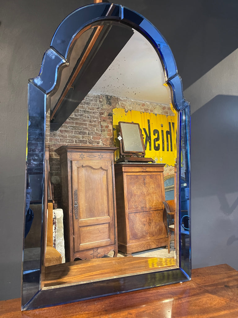 antique art deco cobalt blue murano pier mirror