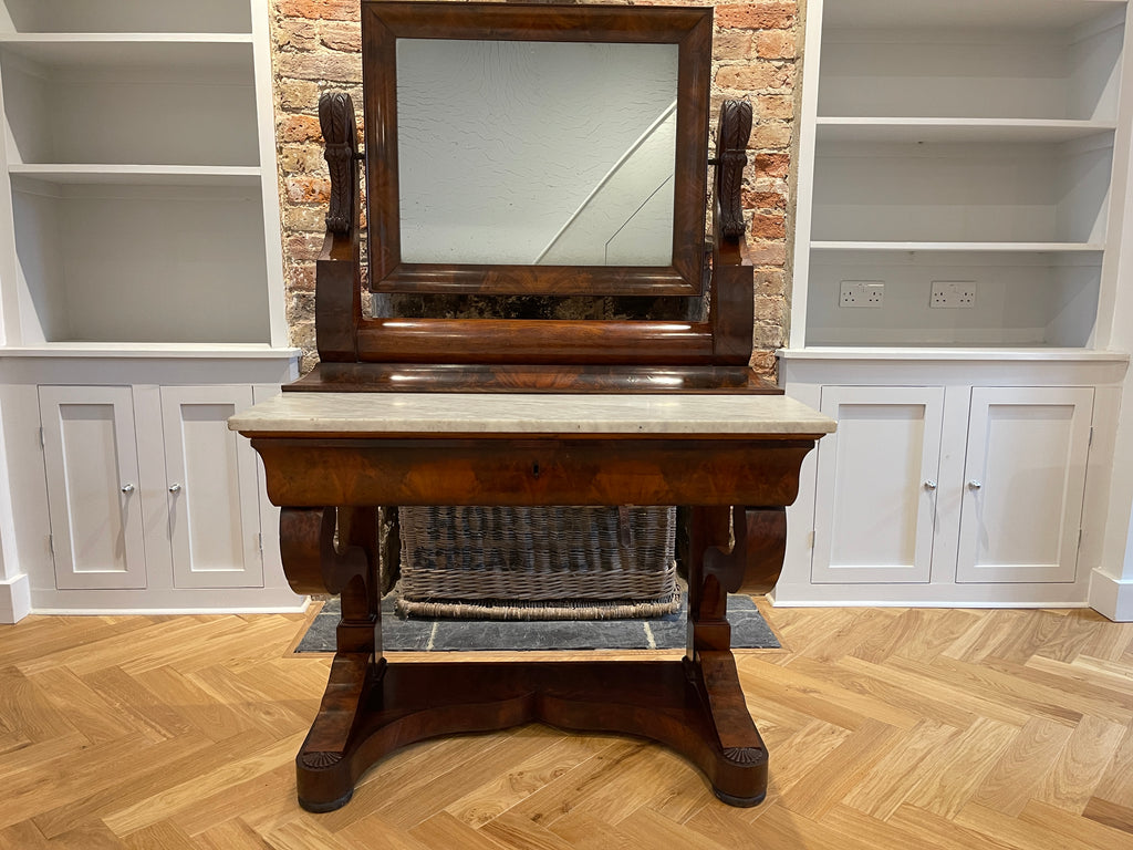 maple & co french empire style flame mahogany & marble console mirror