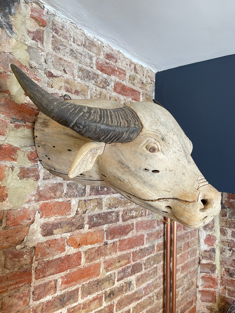 antique indian american carved buffalo head
