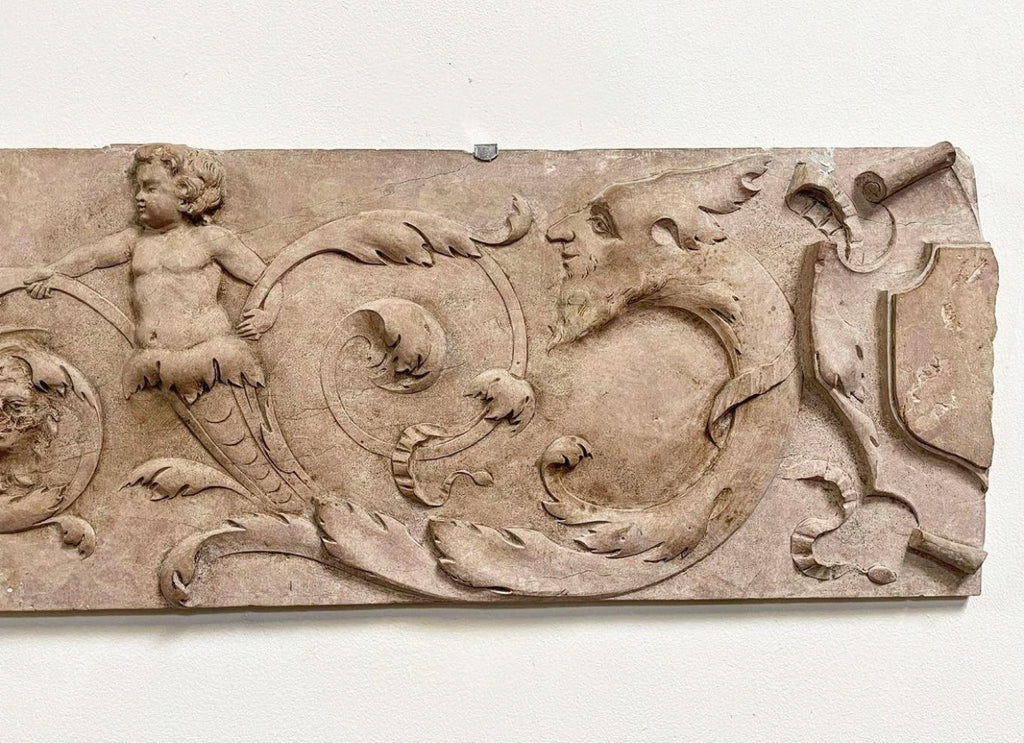 an exquisite large ornate early antique decorative renaissance terracotta frieze wall plaque panel circa 1700