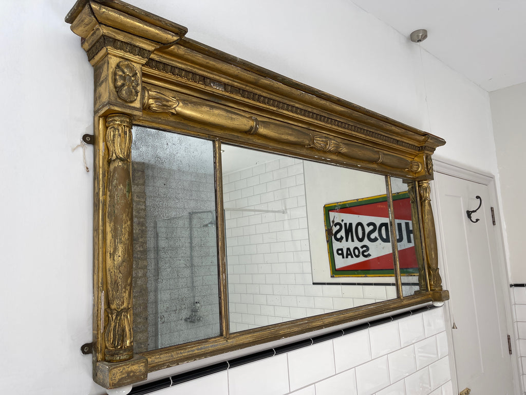 antique gilt gesso georgian triptych mirror original mercury plate