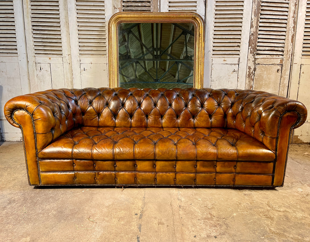 exceptional antique english victorian horse hair & sprung coil leather chesterfield sofa circa 1900