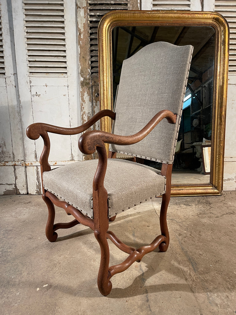 antique french bleached oak os de mouton armchair
