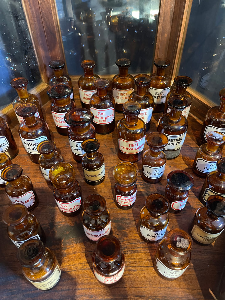 vintage chemists apothecary glass bottles