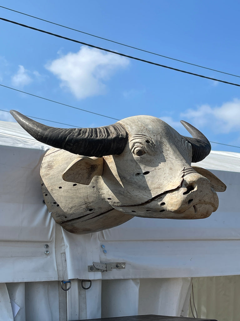 antique indian american carved buffalo head