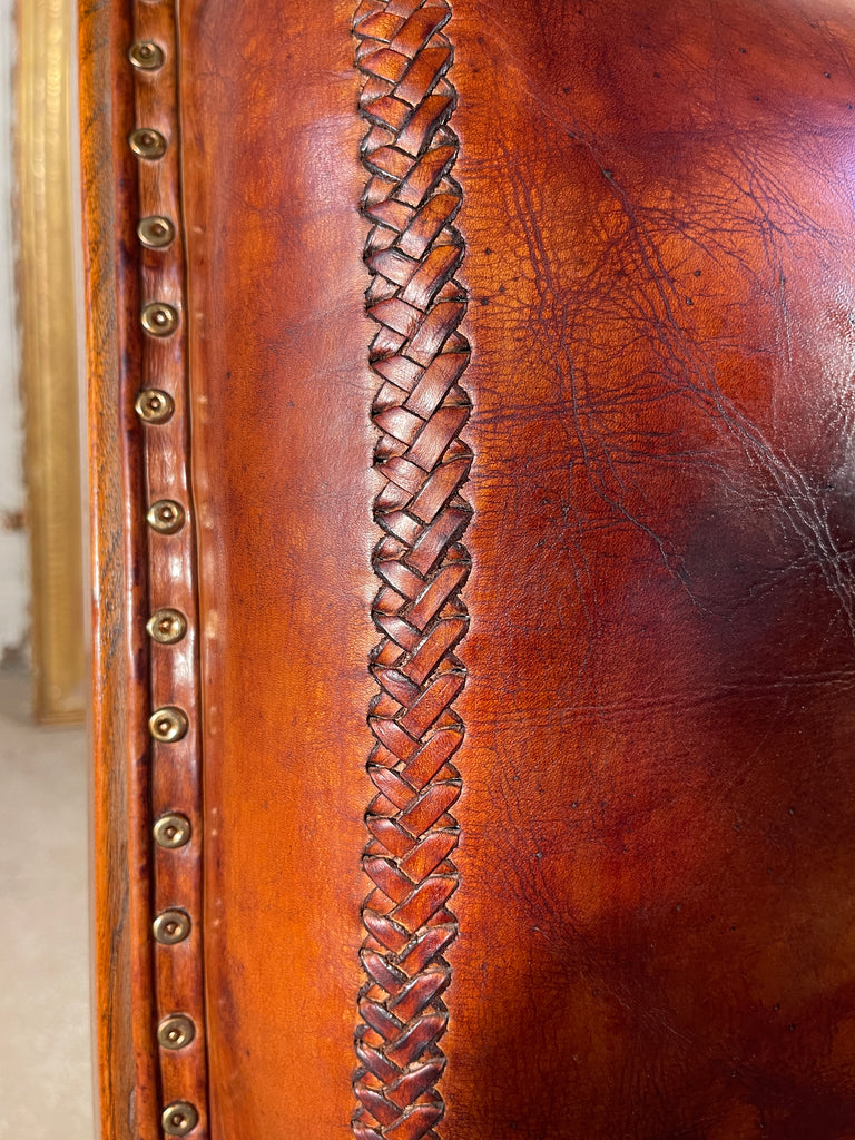 antique colonial teak & leather plantation chair circa 1890