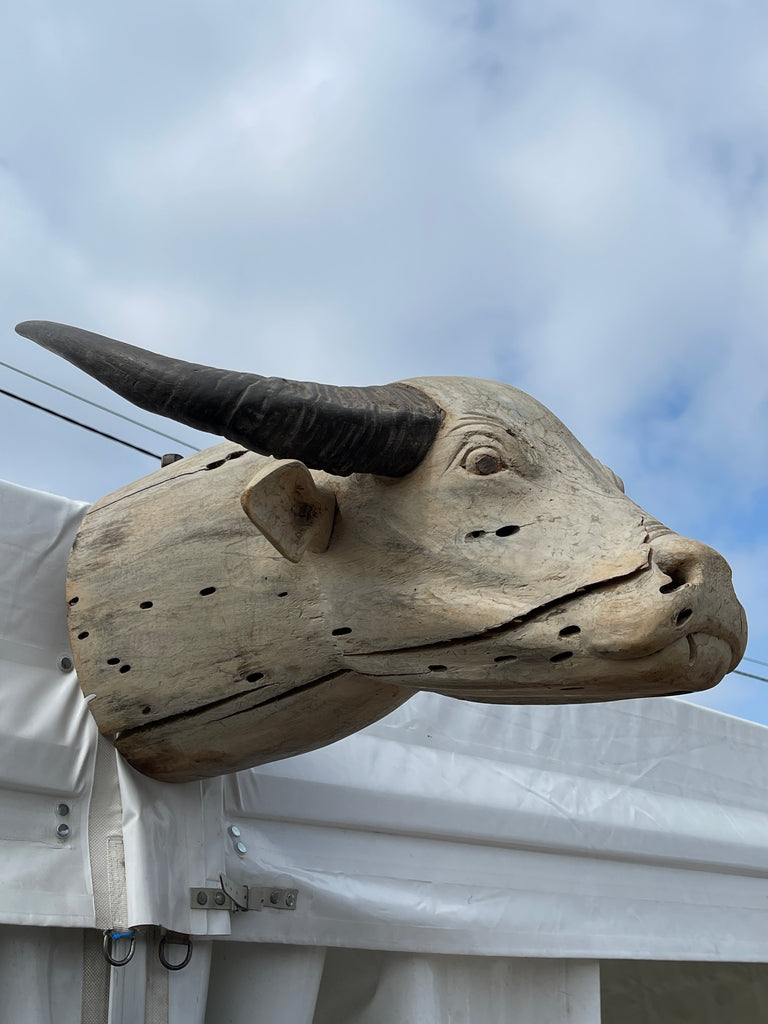 antique indian american carved buffalo head