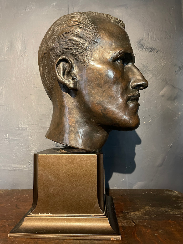 antique bronze head of footballer the withyshaw wonder