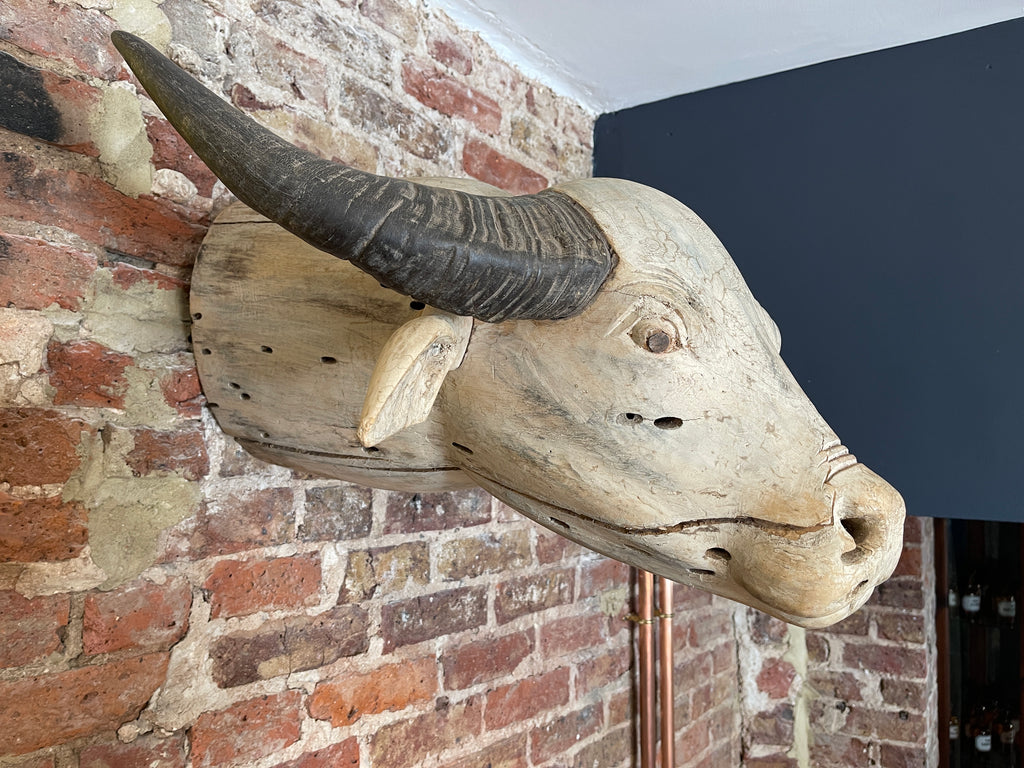 antique indian american carved buffalo head