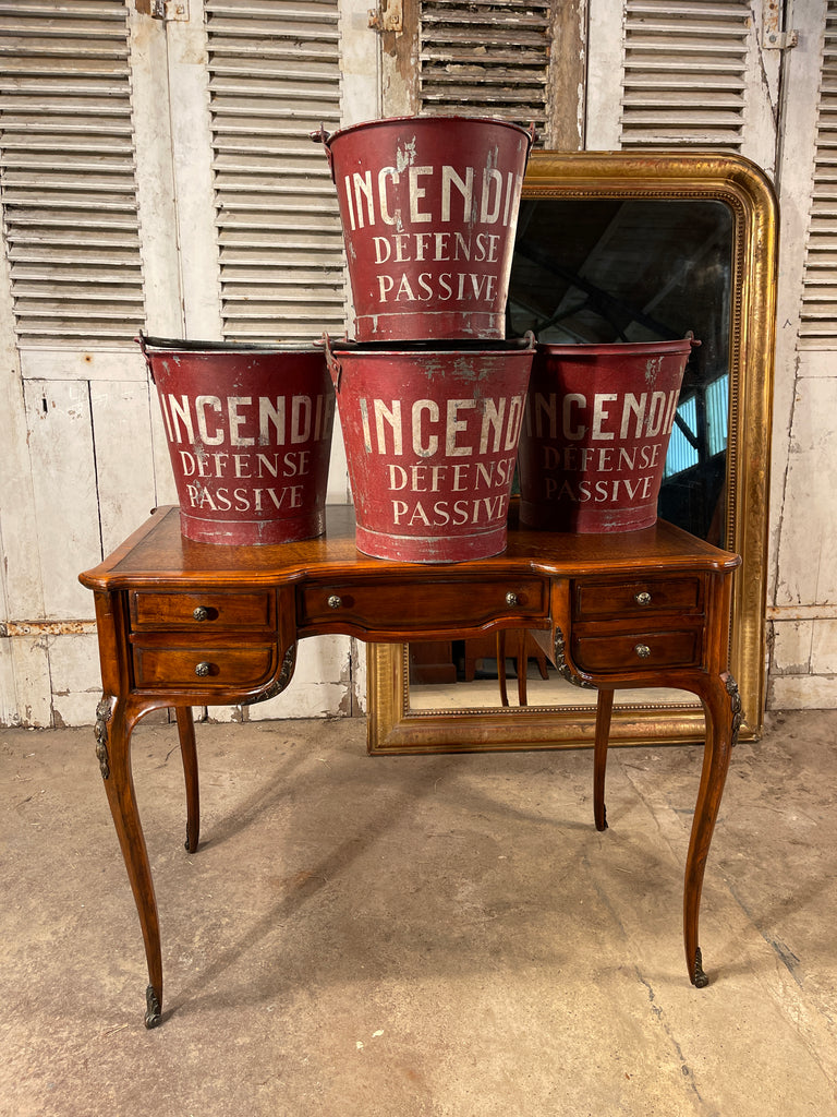 fabulous antique french riveted fire buckets perfect log baskets coal scuttle bins circa 1900