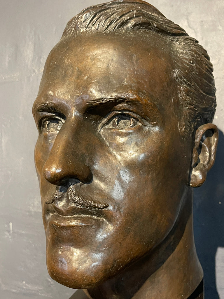 antique bronze head of footballer the withyshaw wonder