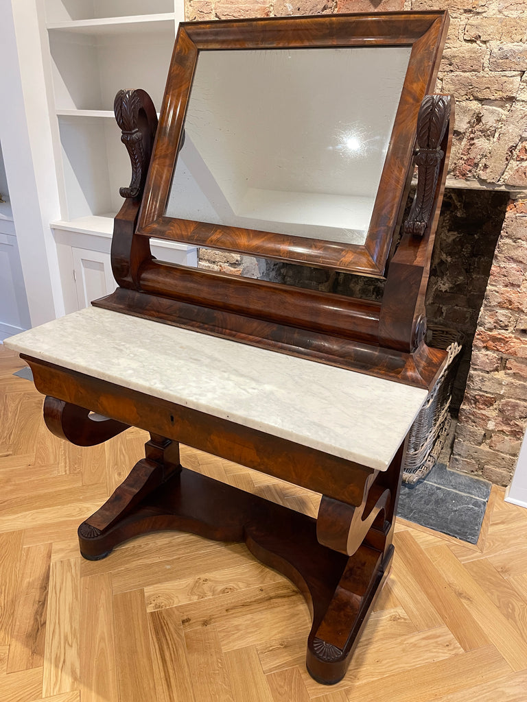 maple & co french empire style flame mahogany & marble console mirror