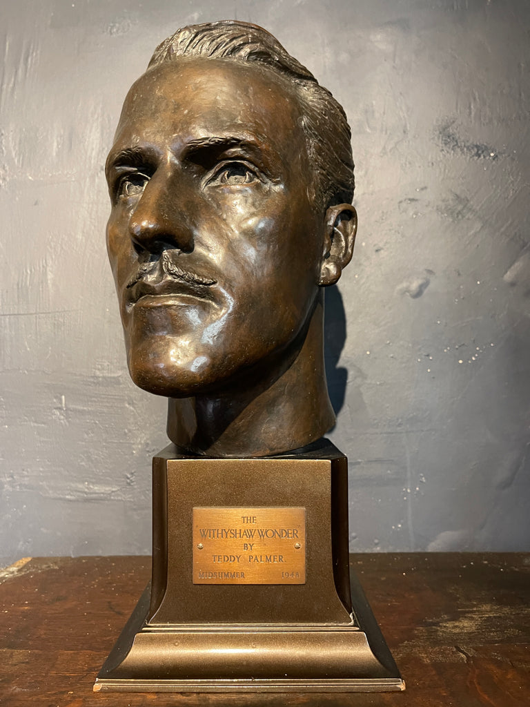 antique bronze head of footballer the withyshaw wonder