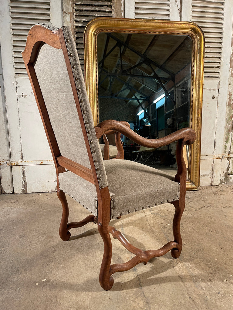 antique french bleached oak os de mouton armchair