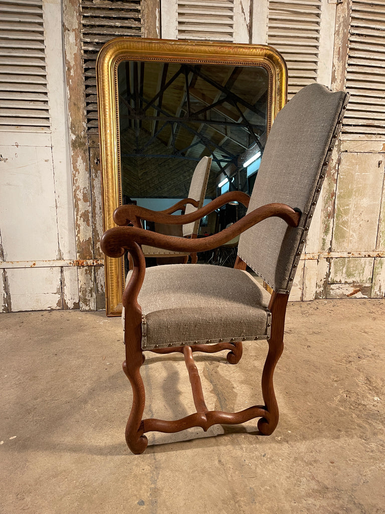 antique french bleached oak os de mouton armchair