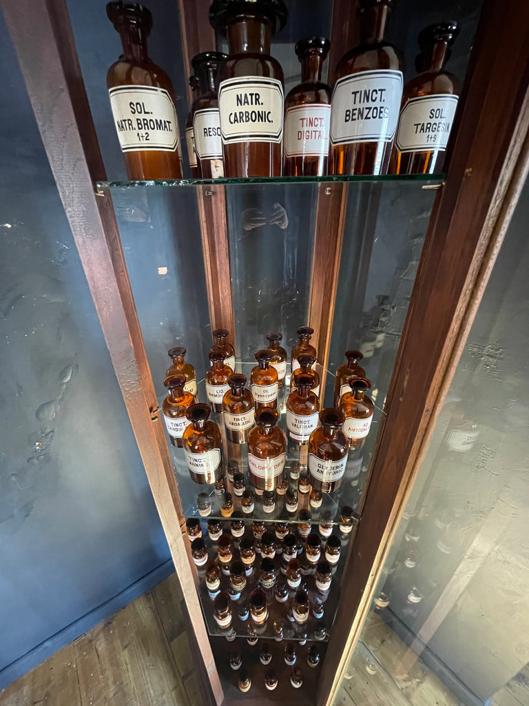 vintage chemists apothecary glass bottles