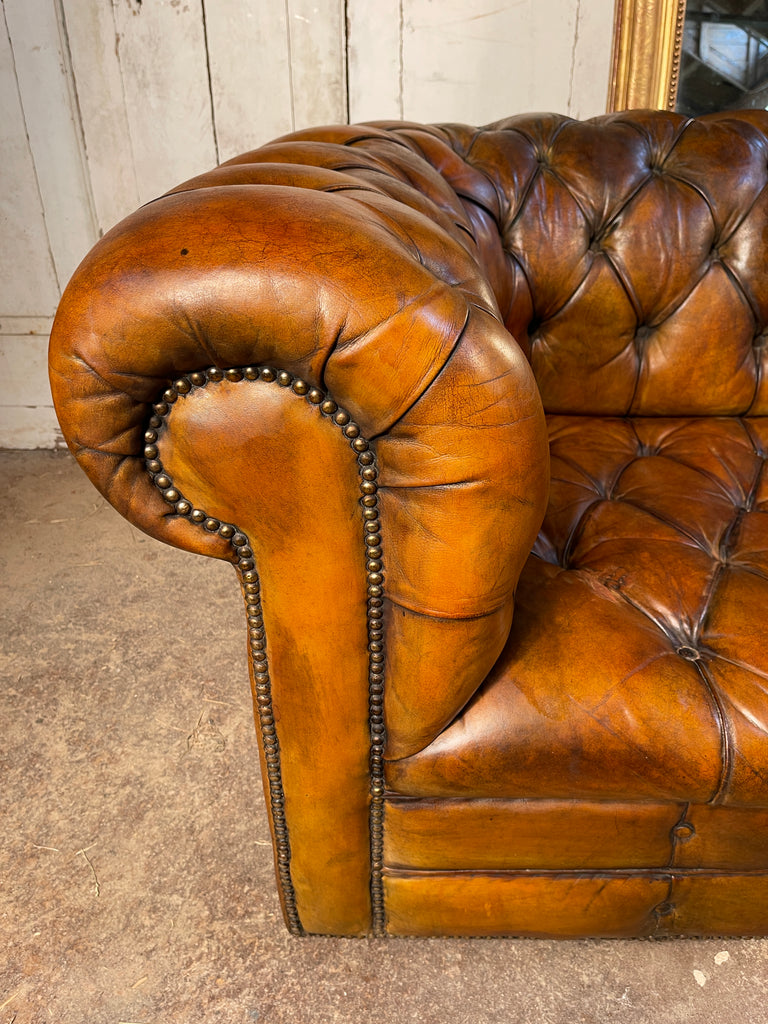 exceptional antique english victorian horse hair & sprung coil leather chesterfield sofa circa 1900