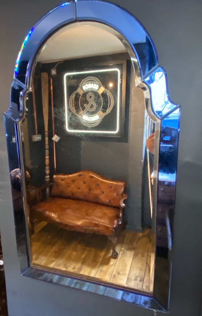 antique art deco cobalt blue murano pier mirror