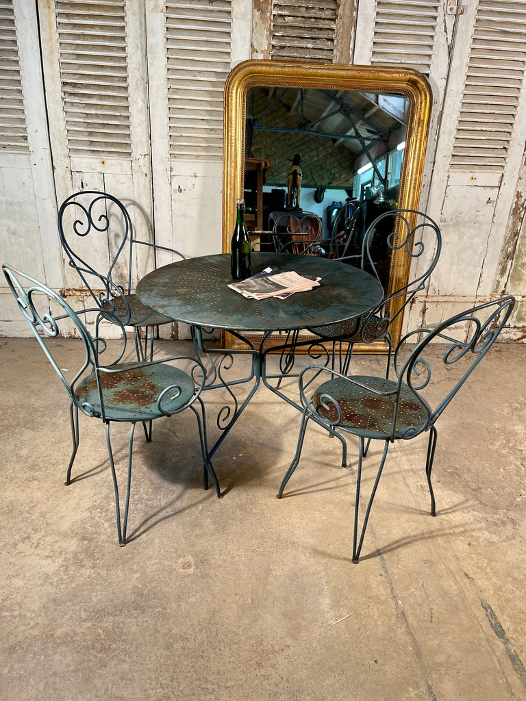 antique french fermob wrought iron garden table dining patio set circa 1900