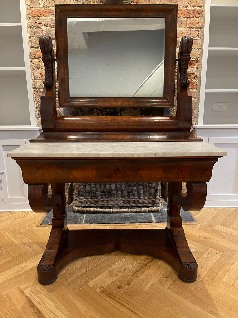 maple & co french empire style flame mahogany & marble console mirror