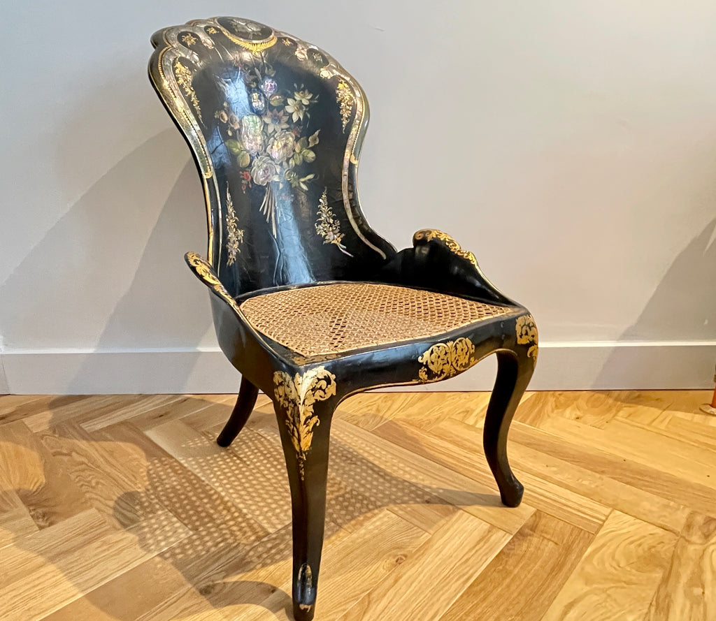 parcel gilt papier mâché mother of pearl chair 1838