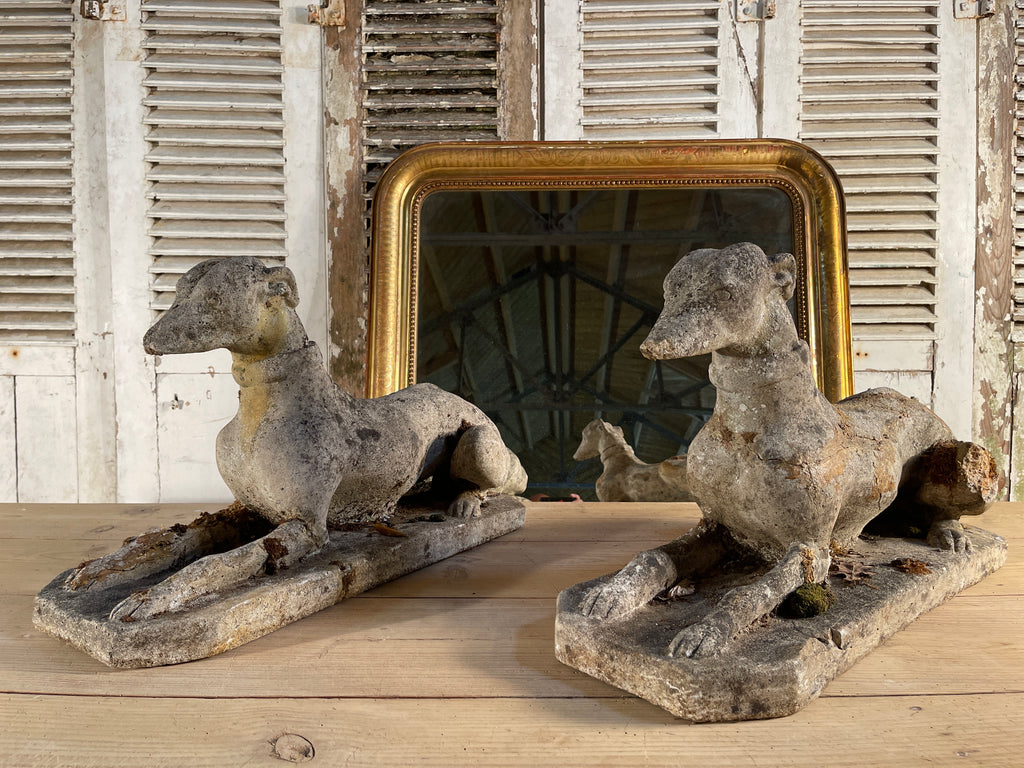 antique regency coade stone greyhound garden dogs