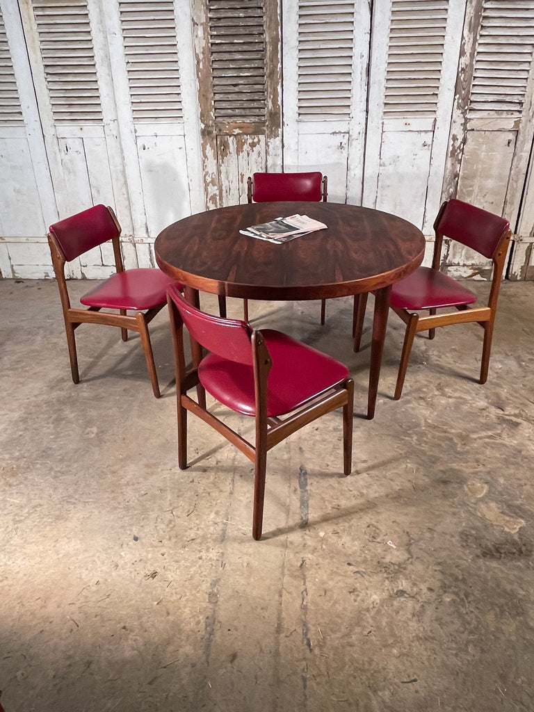 rare set of original midcentury erik buch model 49 chairs with matching circular rosewood dining table circa 1949