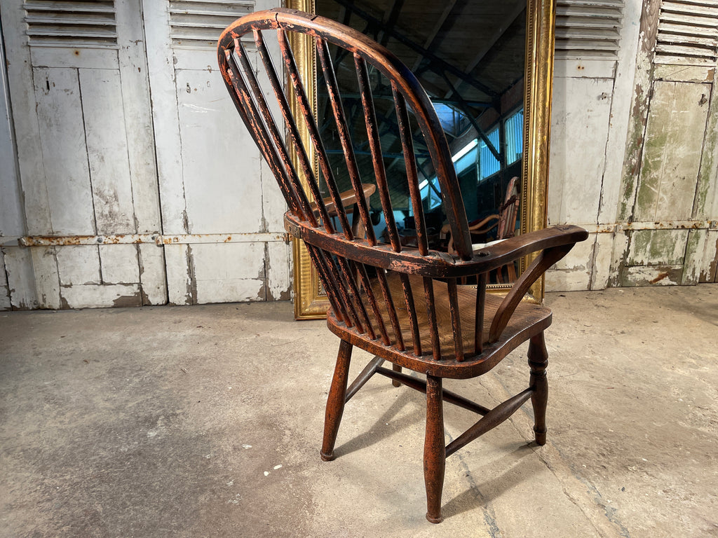 antique early georgian elm stick back provincial  windsor fireside chair circa 1760